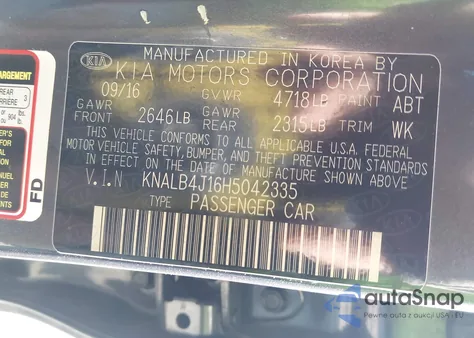 2017 Kia Cadenza Premium from USA, damaged, VIN KNALB4J16H5042335